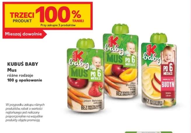 Mus po 6 miesiącu jabłko truskawka marchew Kubuś Baby +2 warianty