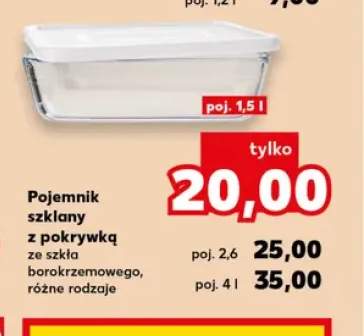 Pojemnik szklany z pokrywką ze szkła borokrzemowego poj. 1,5 l +2 warianty