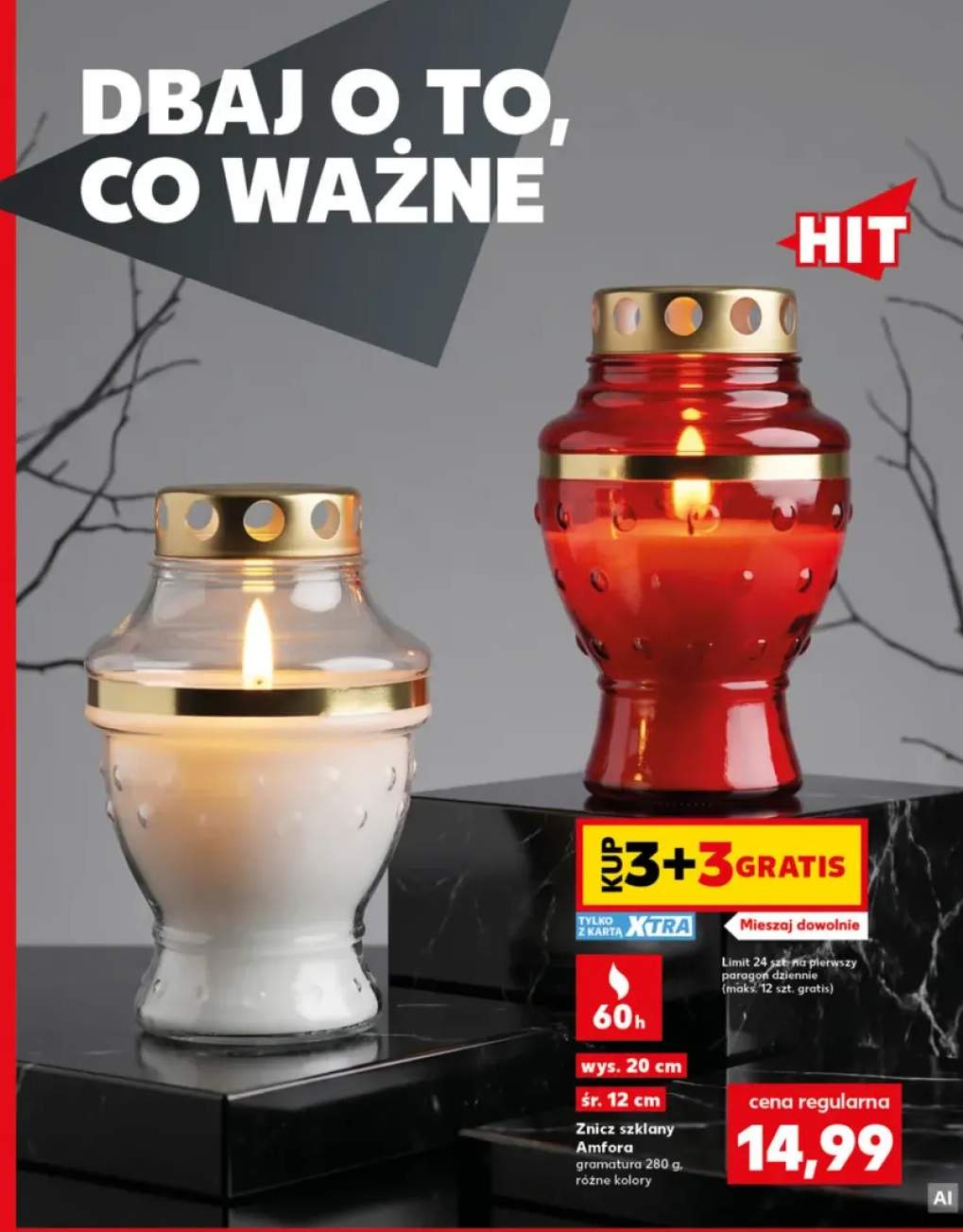 Znicz szklany Amfora
