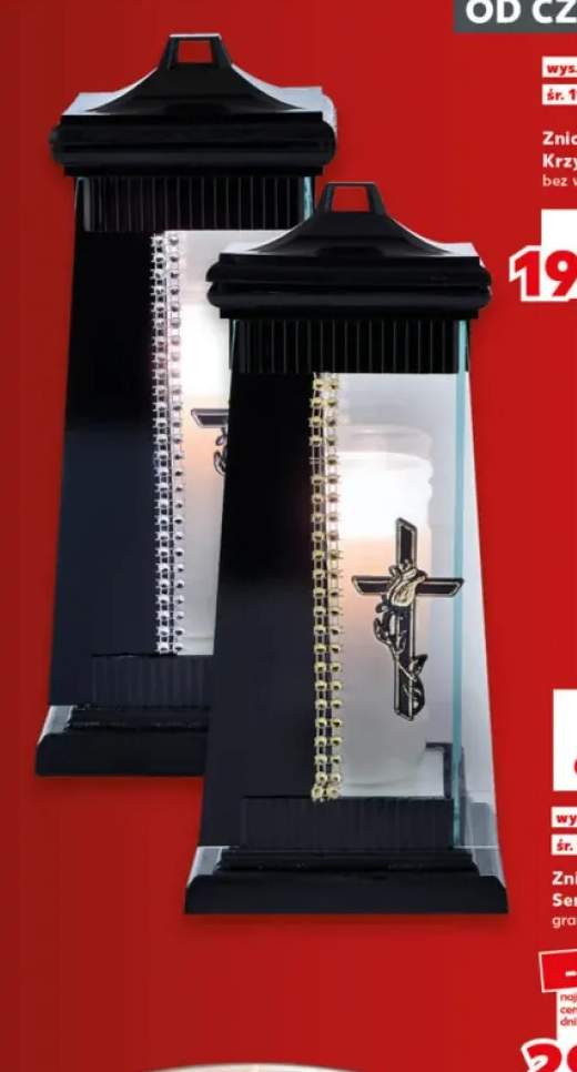 Znicz szklany Krzyż bez wkładu