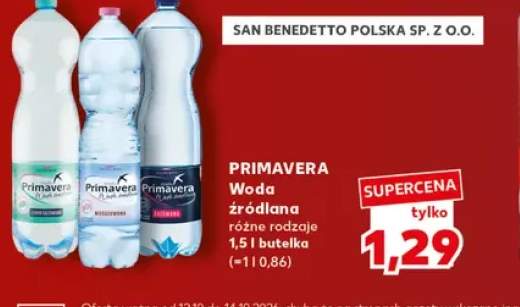 Woda źródlana lekko gazowana Primavera +2 warianty