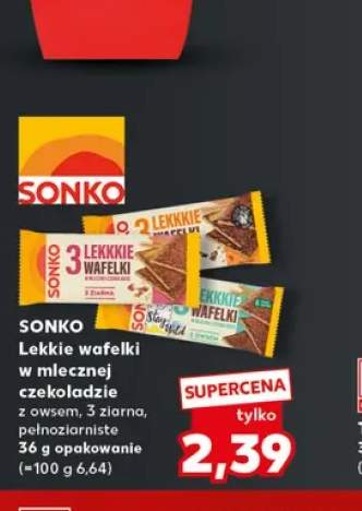 Lekkie wafelki w mlecznej czekoladzie z owsem Sonko +2 warianty