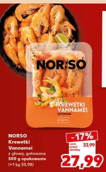 Krewetki Vannamei z głową gotowane Norso