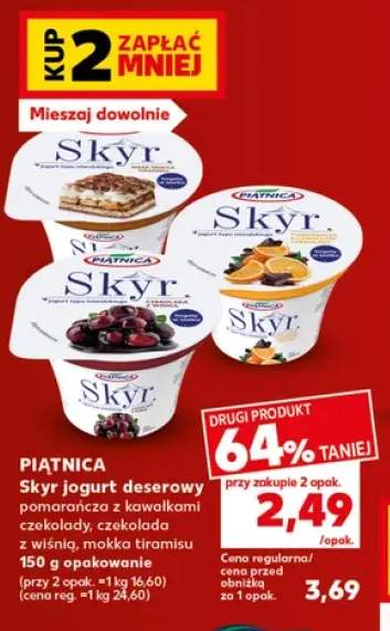 Skyr jogurt deserowy pomarańcza z kawałkami czekolady Piątnica +2 warianty