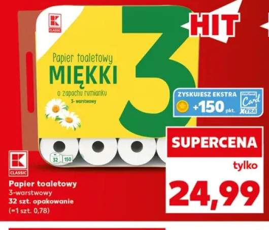 Papier toaletowy 3-warstwowy 32-pak K-Classic