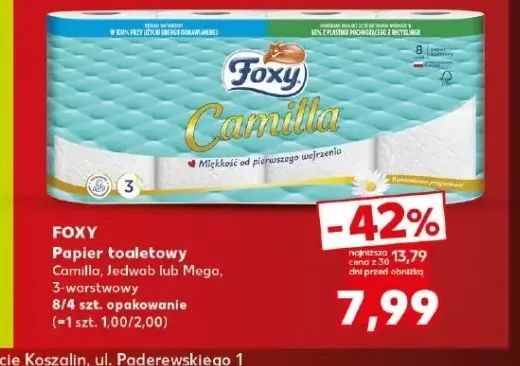 Papier toaletowy Camilla 3-warstwowy 8-pak Foxy +2 warianty
