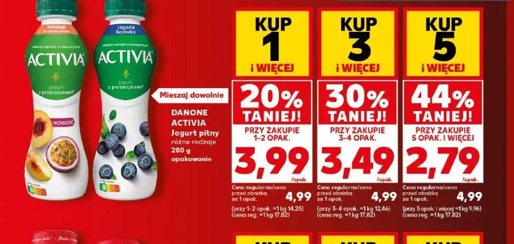 Jogurt pitny Danone Activia marakuja brzoskwinia +1 wariant