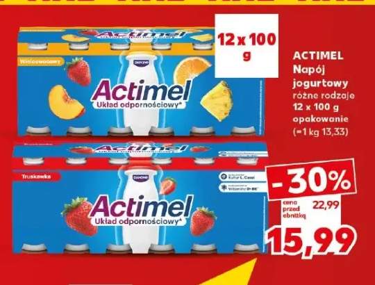 Napój jogurtowy Actimel wieloowocowy 12-pak +1 wariant