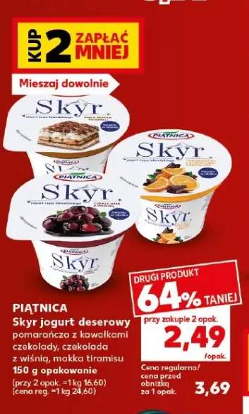 Skyr jogurt deserowy pomarańcza z kawałkami czekolady Piątnica +2 warianty