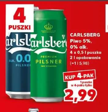 Piwo Carlsberg 5% 4-pak +1 wariant