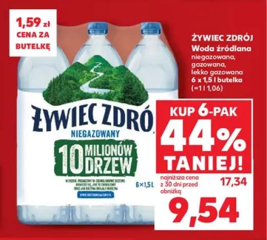 Woda źródlana gazowana Żywiec Zdrój 6-pak 1,5 l +2 warianty