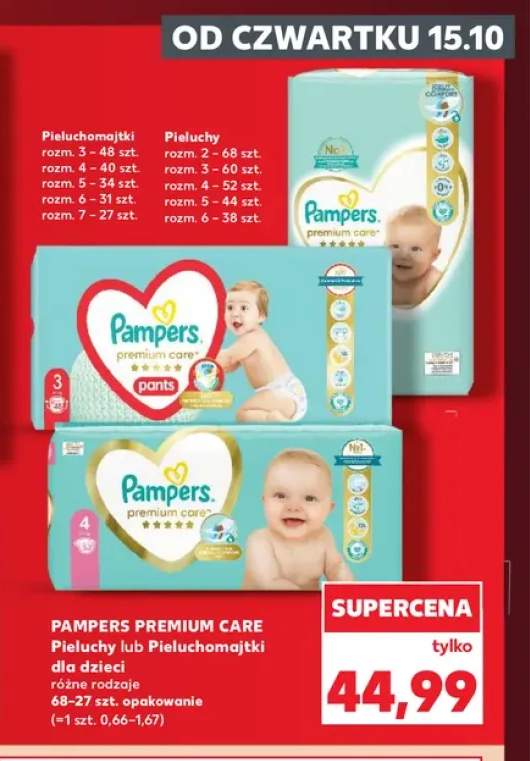 Pieluchomajtki dla dzieci Pampers Premium Care rozm. 3 +9 wariantów
