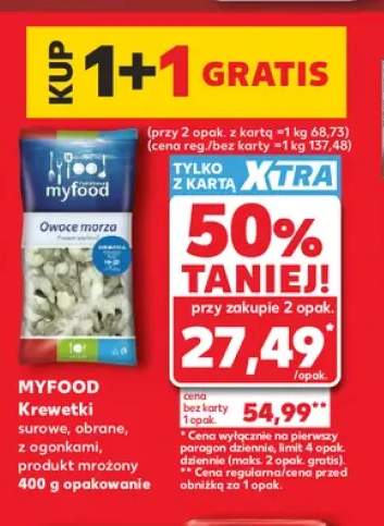 Krewetki surowe obrane z ogonkami Myfood