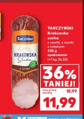 Kiełbasa krakowska sucha z szynki Tarczyński +1 wariant