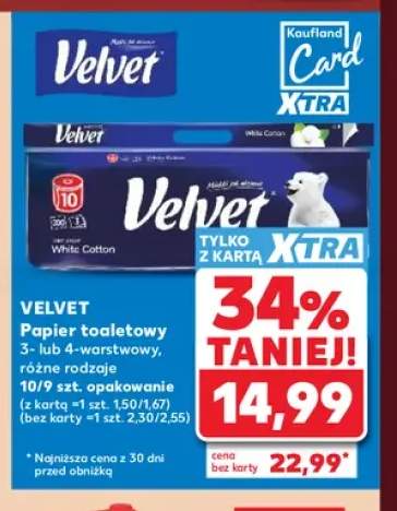 Papier toaletowy 3-warstwowy 10-pak Velvet +1 wariant