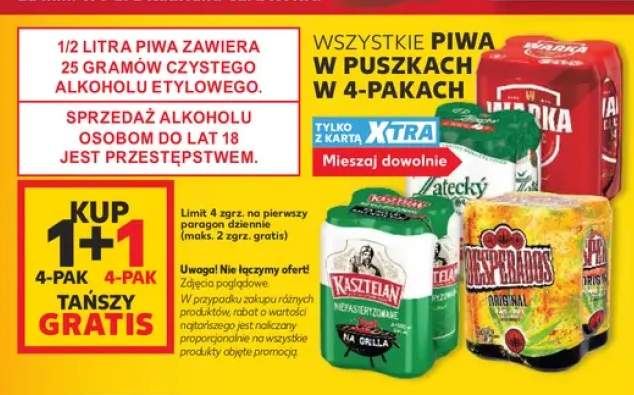 Piwa w puszkach w 4-pakach +4 warianty
