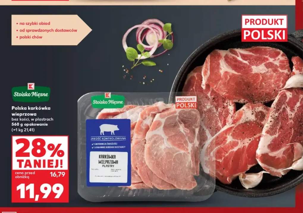 Polska karkówka wieprzowa bez kości w plastrach Stoisko Mięsne