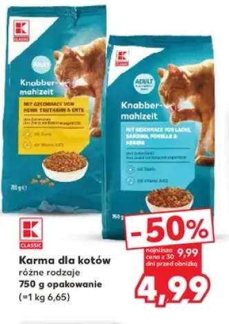 Karma dla kotów Knabber-mahlzeit z kurczakiem indykiem i kaczką K-Classic +1 wariant