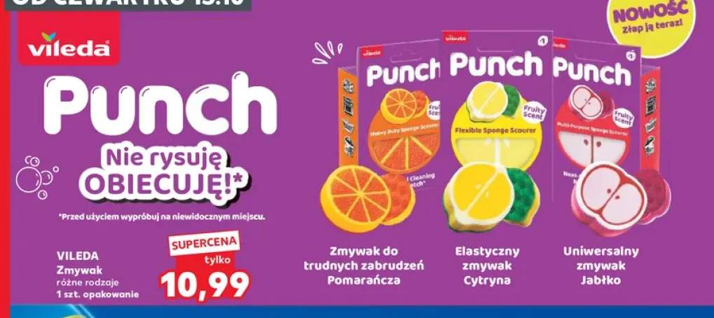 Zmywak do trudnych zabrudzeń pomarańcza Vileda Punch +2 warianty