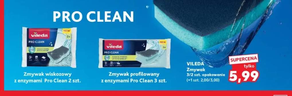 Zmywak wiskozowy z enzymami Pro Clean 2 szt. Vileda +1 wariant