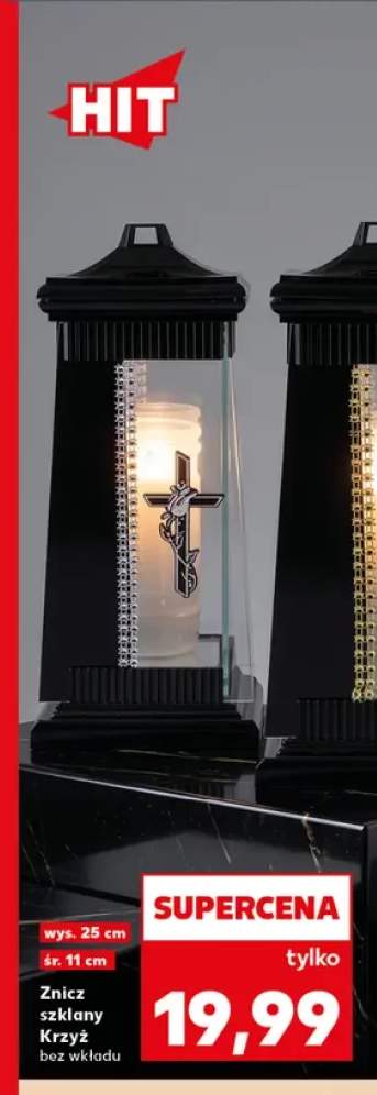 Znicz szklany Krzyż bez wkładu