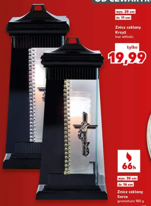 Znicz szklany Krzyż bez wkładu