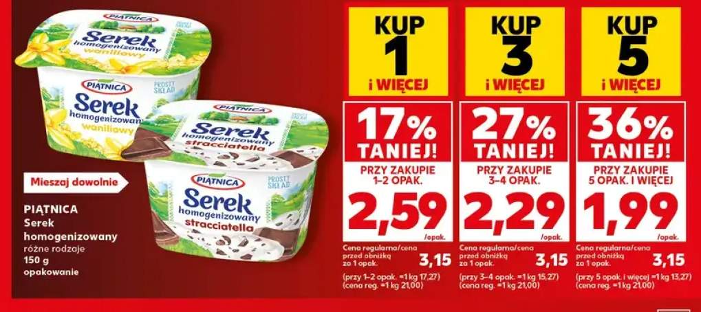 Serek homogenizowany waniliowy Piątnica +1 wariant