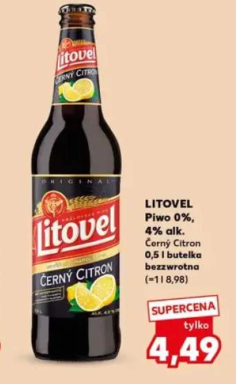 Piwo bezalkoholowe Černý Citron Litovel +1 wariant