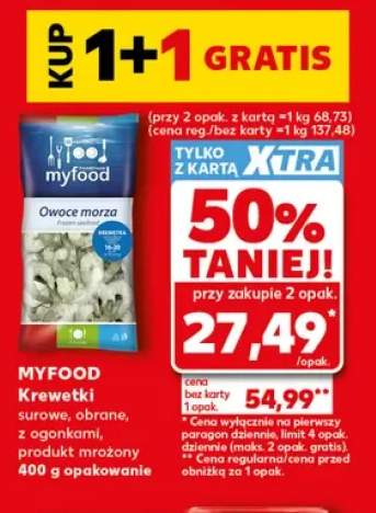 Krewetki surowe obrane z ogonkami Myfood