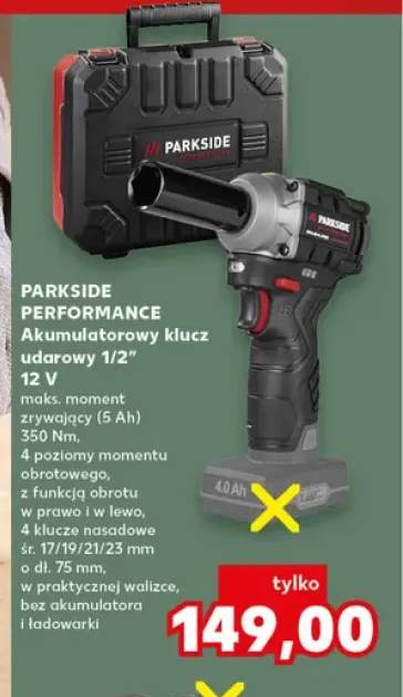Akumulatorowy klucz udarowy 1/2" Parkside Performance