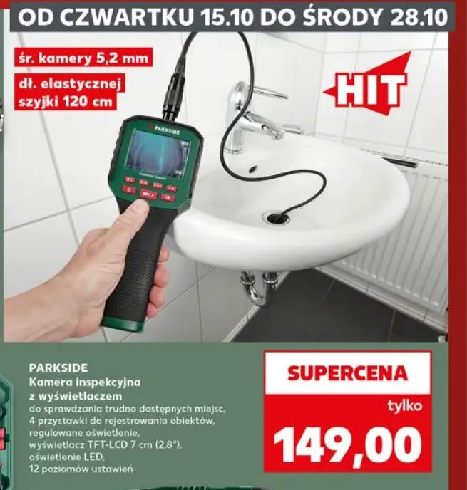 Kamera inspekcyjna z wyświetlaczem Parkside