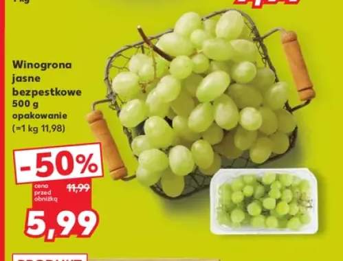 Winogrona jasne bezpestkowe