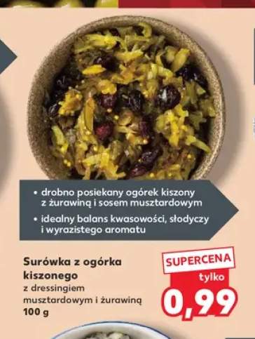 Surówka z ogórka kiszonego z dressingiem musztardowym i żurawiną