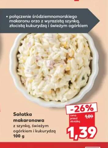 Sałatka makaronowa z szynką, świeżym ogórkiem i kukurydzą