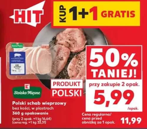 Polski schab wieprzowy bez kości w plastrach Stoisko Mięsne