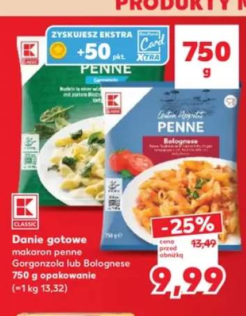 Danie gotowe makaron penne Gorgonzola K-Classic +1 wariant