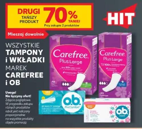 Tampony i wkładki marek Carefree i OB