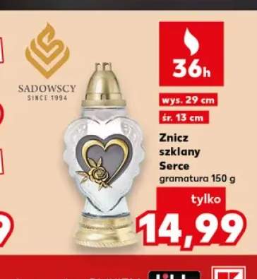 Znicz szklany Serce Sadowscy