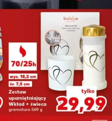Zestaw upamiętniający wkład + świeca Bolsius