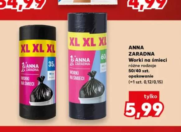 Worki na śmieci XL 35 l Anna Zaradna +1 wariant