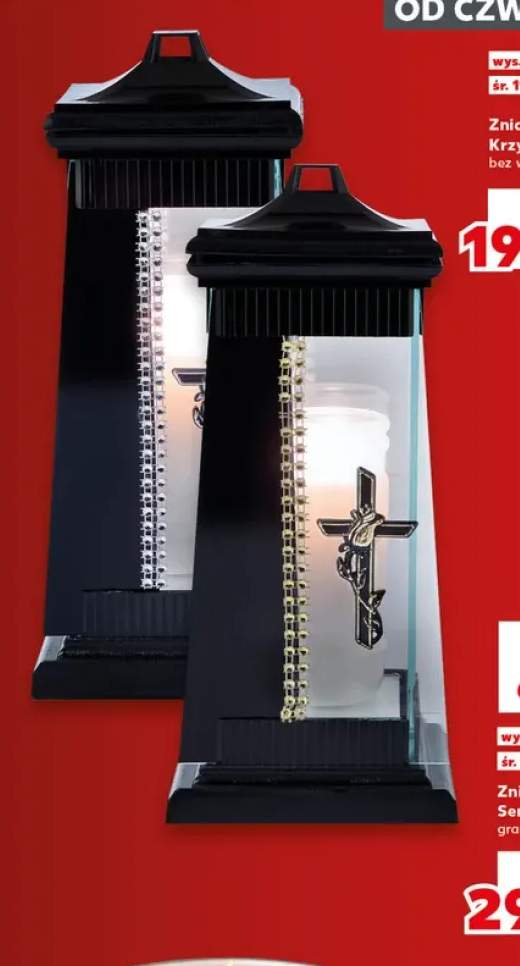 Znicz szklany Krzyż bez wkładu