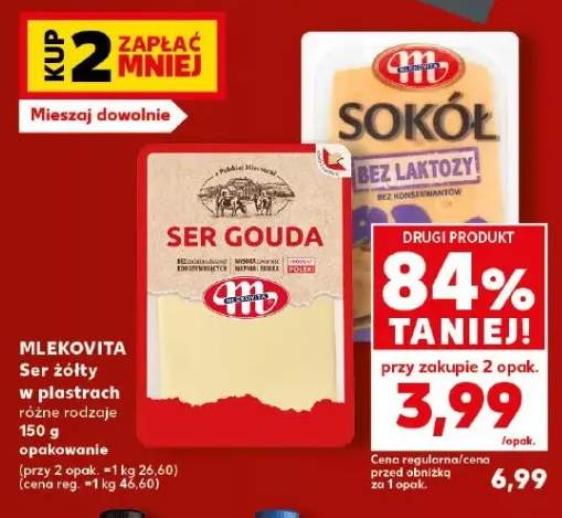 Ser gouda w plastrach Mlekovita +1 wariant