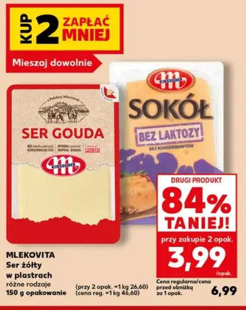 Ser gouda w plastrach Mlekovita +1 wariant