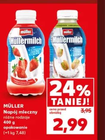 Napój mleczny truskawkowy Müllermilch Müller +1 wariant
