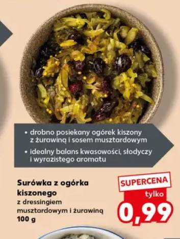 Surówka z ogórka kiszonego z dressingiem musztardowym i żurawiną