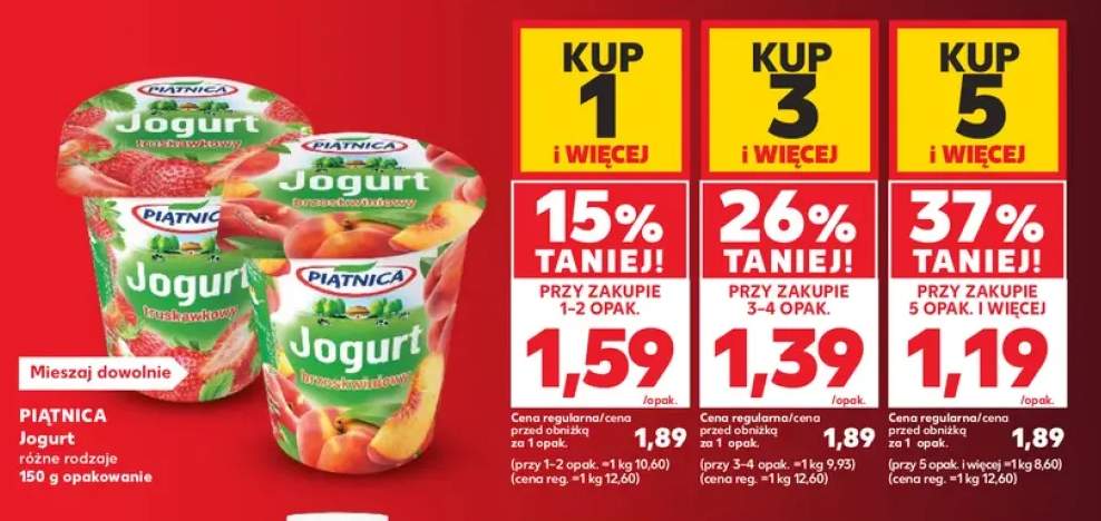 Jogurt truskawkowy Piątnica +1 wariant