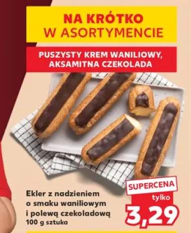 Ekler z nadzieniem o smaku waniliowym i polewą czekoladową