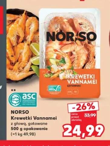 Krewetki Vannamei z głową gotowane Norso