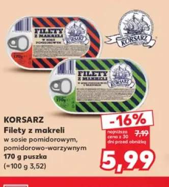 Filety z makreli w sosie pomidorowym Korsarz +1 wariant