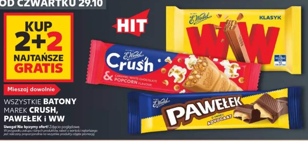 Baton Crush caramel white chocolate & popcorn flavour E.Wedel +3 warianty